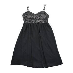 Fio Fio Dress Womens M Black Mini Sleeveless Sweetheart Neck Sequin Polyester